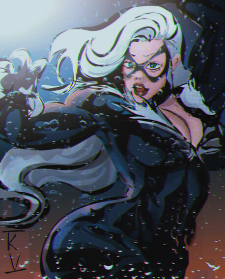 Black Cat fully rendered art in my style